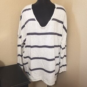 Free People Striped VNeck Top Large